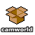 Pixelated brown box with open flaps and visible interior, positioned above a pixelated text banner reading 'commonworld' on white background.