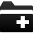 Black folder icon with white horizontal stripe and white plus symbol on lower section, rendered in pixelated style.