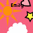 Pixelated icon with pink background featuring orange sun, white cloud, yellow star, pink heart, and black text 'Emily' in blocky font.