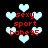 Pixelated red text 'sexy sport babe95' over light blue hearts on black background, with heart shapes shifting positions across frames.