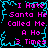 Pixelated text repeats 'I Hate Santa He Called Me A Ho 3 Times' in pink with cyan border on black background, no visible motion changes.