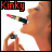A 6-frame animated contact sheet showing a woman applying lipstick with the word "Kinky" in orange text at top-left of each frame.