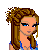 Pixel art contact sheet showing a female character in blue denim outfit with multiple animation frames and text "It Like A Shake Salt Shaker" on brown background.