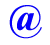 A 5x5 contact sheet of blue animated icon frames showing a stylized @ symbol in various motion states against a gray background.
