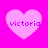 Four pink hearts on a bright magenta background, each containing the word 'victoria' in purple pixelated text.