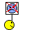 yellow smiley face icons with blue crossed-out icons above some, transitioning to solid yellow smileys with white borders