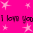 Bright pink background with scattered light pink stars and repeated dark pink text "i love you" in two horizontal