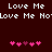 Pixelated text and heart symbols on a dark red background with animated heart color changes.