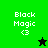 Pixelated icon with 'Block Magic <3' text and a star symbol on green or black backgrounds.