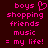 Pixelated pink text on dark red background with heart symbol replacing 'o' in 'boys', arranged vertically.
