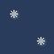 White pixelated snowflakes of varying sizes float against a dark blue background in an animated sequence.