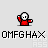 Pixelated character in red outfit with white head performs sequential arm movements and body rotations