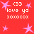 Red background with pink stars and white text reading '<33 love ya xoxoxox' repeated in four identical sections.