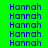 blue 'Hannah' text on green background with alternating light blue horizontal stripes