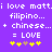 Purple background with white pixelated text reading 'i love matt.i love matt. filipino... filipino... + chinese... + chinese... = LOVE' and yellow/brown pixelated stars below.