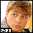Pixelated portrait of a person with light brown hair and blue eyes, wearing a gray and black striped shirt, with the name 'RYAN' displayed below.