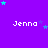 Purple background with repeated 'Jenna' text and scattered cyan stars in a pattern