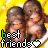 Animated sequence of four monkeys in a bowl with 'best friends' text and green heart symbol on yellow background.
