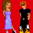 Pixelated image of two figures against red background with text on right side.