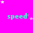 A bright pink background with repeated green 'speed' text and scattered white and pink stars, partially cropped on the right side.