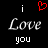 Black background displays two identical pixelated 'i Love you' text arrangements with a red heart symbol above the left arrangement.