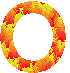 circular pixelated rings in red and yellow hues on a gray background, arranged in four with varying counts