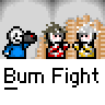 Animated contact sheet of 16 frames showing a pixel art fight between two characters with repeated text "Bum Fight" below each frame.