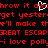 Red pixelated text on black background with white cursor-like shape over 'throw it away' and repeated phrases including 'yesterday', 'great escape', and '-i love polly-' in red.