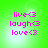 Green background with four identical of pink text reading live♡, laugh♡, love♡ in vertical alignment