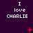Pixelated text 'I love CHARLIE' on dark purple background with red star and dot animations.