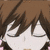 Anime-style character with brown hair and closed eyes transitions to open eyes with text "OMG" on blue striped background.