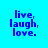 Blue text on cyan background with pink rectangular overlays shifting across the text in four distinct positions.