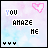 A 5x5 contact sheet of animated frames showing a pixel art icon with the text "YOU AMAZE ME" on a pastel cloud background, featuring pink heart symbols and changing color effects across frames.