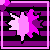 Pixelated animation of two figures in pink and white against purple-black stripes, with a dotted border changing from solid to dashed.