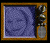 Pixelated faces in blue, red, and yellow tones within retro TV frames with knobs and speaker grilles.