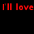 Animated contact sheet of 16 frames showing repeated text "I'll love you" in red with a rainbow-colored word progression from left to right across the bottom row, all on black background.