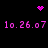 Pixelated pink heart and starburst icons alternate above and below repeated date text on a black background.