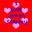 Red background with pink heart shapes and blue text reading "I LOVE Jenah Stanley" arranged in a pattern