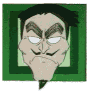 Animated cartoon faces with changing expressions on green square backgrounds, one male and one female character.