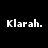 Four identical pixelated text displays of 'Klarah.' arranged in a with alternating black and green backgrounds