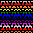 repeating U-shaped icons in rainbow colors on a black background, with white and red sections visible