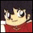 Pixelated anime character with dark hair and red shirt, side profile facing left, against dark background with text "AnimeIM" and "com".