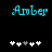 Two side-by-side pixelated displays of the word 'Amber' in cyan script above of white and gray plus signs on black backgrounds