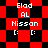Red and black checkered pattern with repeated text elements 'Elad', 'AL', 'Nisson', and '[:' in white pixelated font across two distinct layouts.