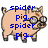 Pixelated pig with glasses and a small flower on its head, shown in three variations with different blue text overlays and a partial view.