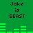 Green background with pixelated text 'Jake is BEAST' and green audio equalizer bars that shift horizontally across two