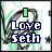 A 3x3 contact sheet of animated frames showing a pixelated text-based icon with "I Love Seth" text and abstract scribbles, where the color of each word changes across frames.
