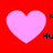 Four pink heart shapes on a red background with black text 'Hu' and 'k' below each heart.