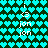 Pixelated icon with cyan hearts on dark green background, featuring white text 'jon' and '<3' symbols in multiple positions.