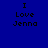Blue background with pixelated text "I Love Jenna" in four identical , one has a light blue circular gradient overlay